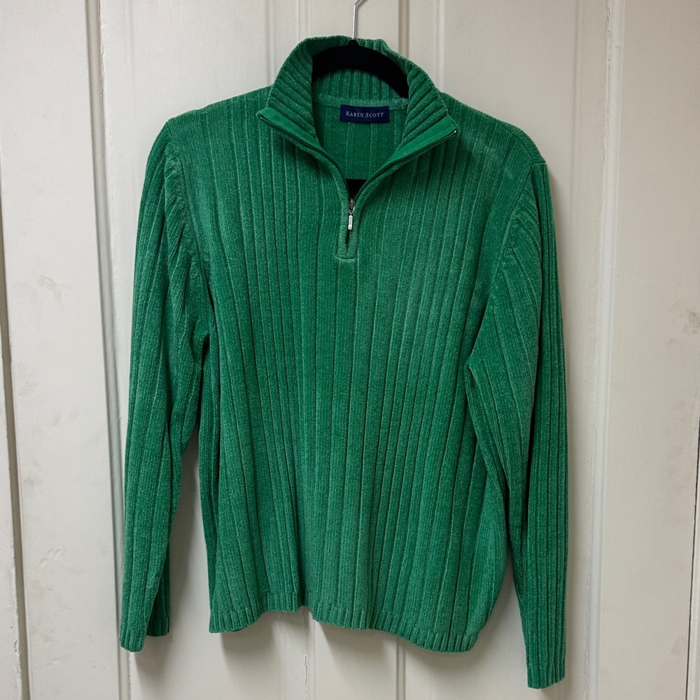 Karen Scott Men's Green Zip-Up Sweater